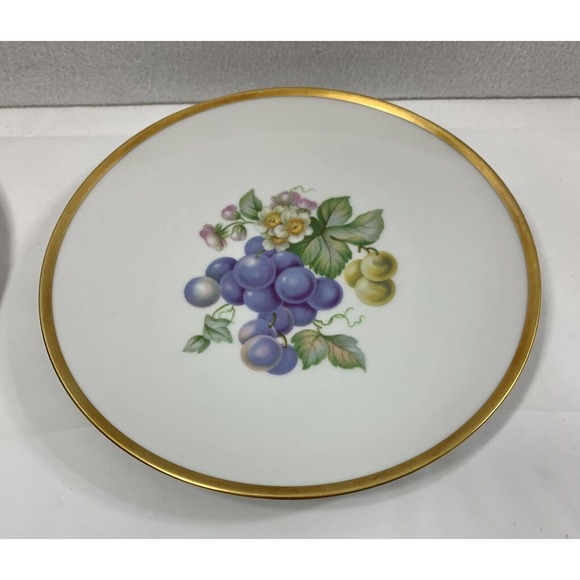 2 Vtg Hutschenreuther Selb Salad Plates Bavaria Germany Pasco Plums Grapes - Picture 3 of 7